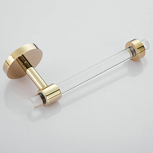 3 Pieces Bathroom Accessories Hardware Set Wall Mounted,Towel Rack 16 inches+Toilet Paper Holder+Hook,Acrylic and Brass,Gold Towel Bar Set SHUNLI - size: 3-Piece (40cm Towel Bar)