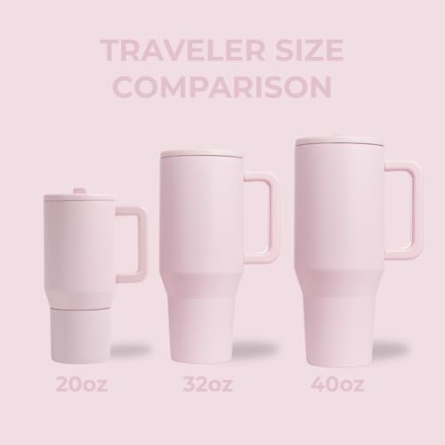 HydroJug Traveler 32oz, Insulated Tumbler with Handle & Straw, Pink Sand - color: Pink Sand, size: 32 Ounces