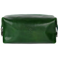 Time Resistance Leather Toiletry Bag - Italian Cosmetic Case Dopp Kit (Green) - color: Green
