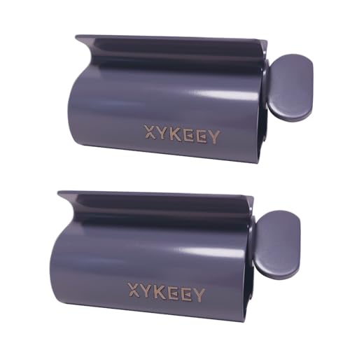 XYKEEY Toothpaste Tube Squeezer - Set of 2 Toothpaste Squeezer Rollers, Metal Toothpaste Tube Wringer Seat Holder Stand (Gray) - color: Gray