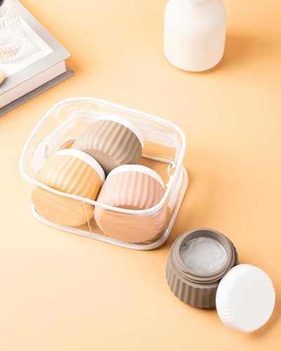 Mrsdry Travel Containers for Toiletries 4 Pack, TSA Approved Travel Size Toiletries, Travel Size Containers, With Clear Bag Leak Proof Silicone Jars, Travel Essentials Creams Jars Carrying Small Items - color: Apricot, size: 3 oz