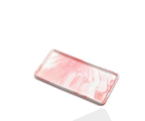 6.4" Porcelain Small Bathroom Narrow Mini Tray - Pink | Tiny Ceramic Countertop & Little Vanity Tray for Cosmetics, Perfume, Jewelry, Candle - Kitchen Counter & Soap Tray - color: Pink, size: 6.4" x 3" x 0.5"