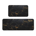 Black Marble Texture Kitchen Rugs Microfiber Floor Mats Cushioned Carpet Runner Rug for Laundry Bathroom Living Room, 2 Piece Set 17"X 47" + 17"X 30" - color: Black Marble
