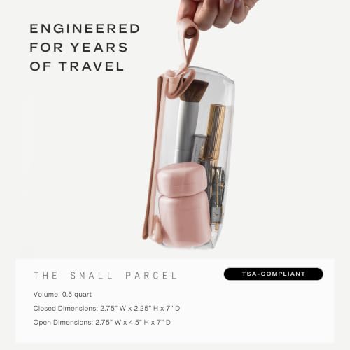 Cadence Parcel - Clear Travel Kit with Zipperless Magnetic Closure - Rose, Small - Durable, Leak-Resistant and TSA Approved Toiletry Bag - Modular Organization - Recycled TPU (.5 Qt) - color: Rose, size: Small