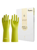 LANON 3 Pairs wahoo Skin-Friendly Cleaning Gloves, Dishwashing Kitchen Gloves with Cotton Flocked Liner, Reusable, Non-Slip, Bud Tender, Large - color: Bud Tender, size: Large (Pack of 3)