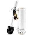 Toilet Brush and Holder Set, Toilet Bowl Brush with Long Handle, High-End Modern Silicone Toilet Brush Set, Non-Scratch, Odor-Free Design(Matte White + Silver, B),Father's Day - color: Matte White + Silver