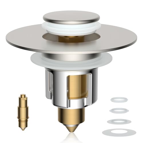 iFealClear Metal Universal Bathroom Sink Stopper, Upgraded Stainless Steel Sink Drain Strainer for 1.1''~2.36" Basin Pop Up Drain Strainer, Anti-Clogging Filter Basket, Brushed Nickel - color: Brushed Nickel