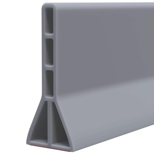 Raycity 3" High Shower Threshold Water Dam 74 IN Collapsible Shower Water Splash Guard for Curbless Shower Threshold Barrier Water Stopper for Wet and Dry Separation Bathroom and Kitchen (Grey) - color: Gray, style: 74 inch