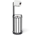 Meangood Toilet Paper Holder Stand and Tissue Paper Roll Dispenser for 4 Mega Rolls, Bathroom Free Standing Tissue Roll Storage Holder Rack, Detachable (Matte Black) - color: Black