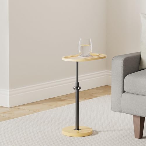 NiHome Bamboo Swivel Sofa Armrest Tray Table for Couch with Thickened Stable Base, Adjustable Height TV Tray Side Table with 360° Rotating for Bath Tub Hot Tub Bedside Balcony - size: Standard