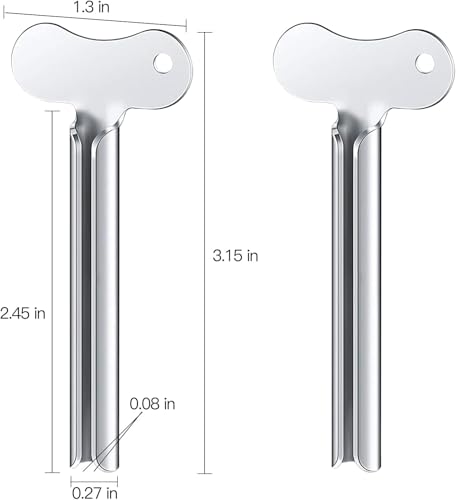 2Pcs Stainless-Steel Tube Toothpaste Squeezer Keys Metal Hair Dye Color Key Roller Dispenser Wringer Tool Processing Bathroom Safety, Aids and Accessories