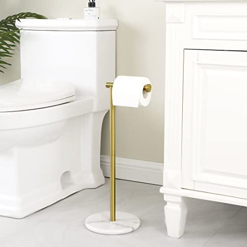 KES Gold Toilet Paper Holder Stand Tissue Roll Holder with Modern Marble Base, SUS304 Stainless Steel Brushed Gold Finish BPH284S1-BZ - color: Brushed Gold, size: 20.6"H