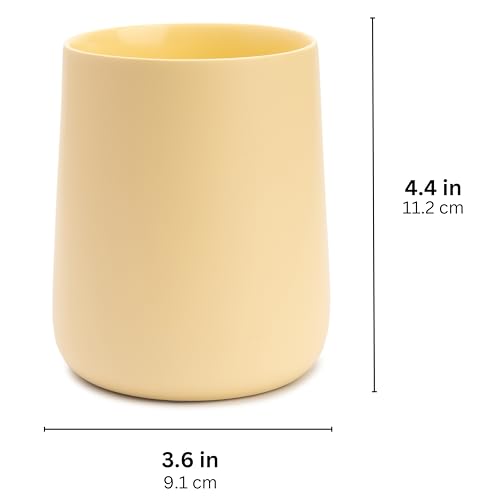 Yew Design Matte Yellow Cream Toothbrush and Toothpaste Holder and Cup for Bathroom Vanity and Countertop, Round Organizer for Electric Toothbrushes, Floss, Razors, Cotton, and Mouthwash - color: Round Matte Yellow Cream