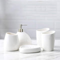 White Ceramic Bathroom Accessory Set, Bathroom Vanity Countertop Set, Bathroom Soap Dispenser and Toothbrush Holder Set Complete, 2 Tumbler Cup, Soap Dish, 5 Pieces - color: A-white* 5 Pieces