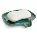 Multi-Color Ceramic Soap Dish for Kitchen or Bathroom, Easy to Clean, Self Draining Soap Holder, Keeps Soap Dry (Green) - color: Green