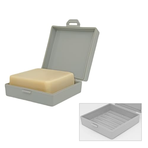 Square Soap Dishes Holder for Shower Travel Container with Lid Lightweight Waterproof Soapbox for Dr. Squatch Men's Bar for Traveling Toiletry Gym Bathroom (Gray) - color: Gray