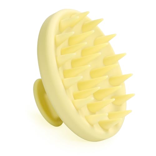 Meartchy Silicone Scalp Massager, Scalp Scrubber for Hair Growth with Soft Bristles, Scalp Exfoliator Brush Dandruff Removal Shampoo Brush for Wet Dry Scalp Care (Light Yellow) - color: Light Yellow