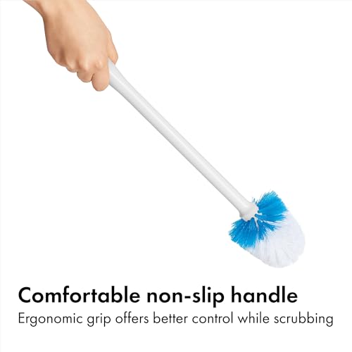 OXO Good Grips Compact Toilet Brush & Canister, Toilet Bowl Brush and Holder with Automatic Canister Door, Bathroom and Small Spaces Cleaning Supplies Essential - color: White, size: 1 Count (Pack of 1)