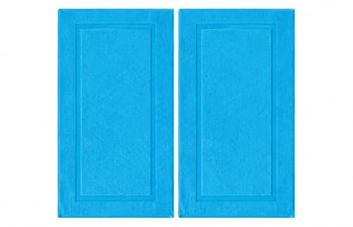 SALBAKOS 100% Turkish Cotton Bath Mat Set 2-Piece - 20x34 inch, Hotel & Spa Collection, Soft, Absorbent, Long Lasting, Durable Bathroom Rugs | Made in Turkey (Aqua, 2 Bath Mats) - color: Aqua, size: 2 Bath Mats