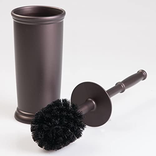mDesign Toilet Bowl Brush and Holder - Covered Bathroom Toilet Brush - Standing Toilet Bowl Scrubber in Modern Holder - Compact, Space Saving, Deep Cleaning Brush for Toilet - Hyde Collection - Bronze - color: Bronze