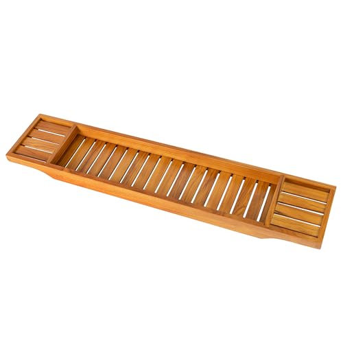 VaeFae Teak Bathtub Tray, Wooden Bath Caddy for Bathtub, Bath Tub Wood Table for Tub - size: 33.8" x 6" x 1.8"