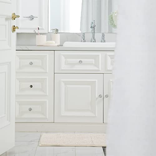 Bathroom Accessories Set, Bath Accessory Complete Set with Lotion Dispenser/Soap Pump, Soap Dish and Toothbrush Holder, Bath Mat, Shower Curtain with 12 Hooks (Embossed Pattern, Tan)