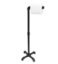 OVOV Industrial Freestanding Toilet Paper Holder Metal Rustic Paper Roll Holder Stand for Bathroom Storage Organization (Black) 24.8"