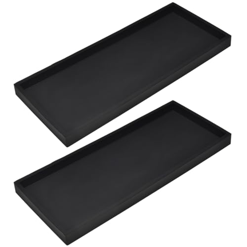 DNC Bathroom Vanity Tray for Counter, 2PC 11.8" Silicone Kitchen Sink Soap Tray for Countertop Dish Holder Dispenser Toilet Tank Desk Organizer Black - color: Black(2pc Large 11.8”), size: 11.8" x 5" x 0.7"
