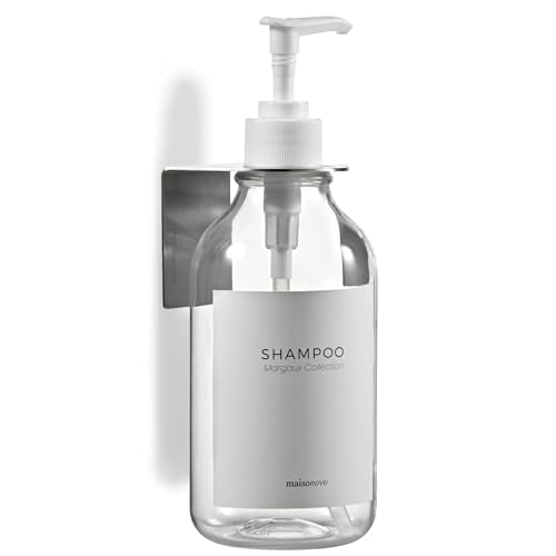 Shampoo and Conditioner Dispenser Wall Mounted Set of 1 Clear - No Drill Shower Soap Dispenser for Bathroom Refillable - Spa Hotel Style Accessories by MaisoNovo - color: Clear Set of 1