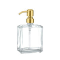Clear Glass Soap Dispenser Retangular, Brushed Gold Pump, 13.5 oz | Rust Proof Stainless Steel Pump, Refillable, Hand Soap, Liquild Soap, Dish Soap - color: Gold, size: 13.5oz-Square