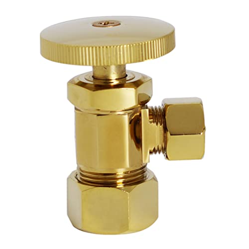 Westbrass D105-100-03 Round Handle Angle Stop Shut Off Valve, 1/2" Copper Pipe Inlet with 3/8" Compression Outlet, Polished Brass (100-Pack) - color: Polished Brass, size: 100 Pack