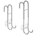 Shower Door Towel Hooks (2-Pack), 9"~13" Length Adjustable Hook for Framed & Frameless Over the Door Glass, Squeegee Holder, Towels Hanger for Bath Suits Rozer Robes Loofahs Shavers, Silver | Fit for Frameless & Framed Doors, Anti-Scratch, Rustproof Towel