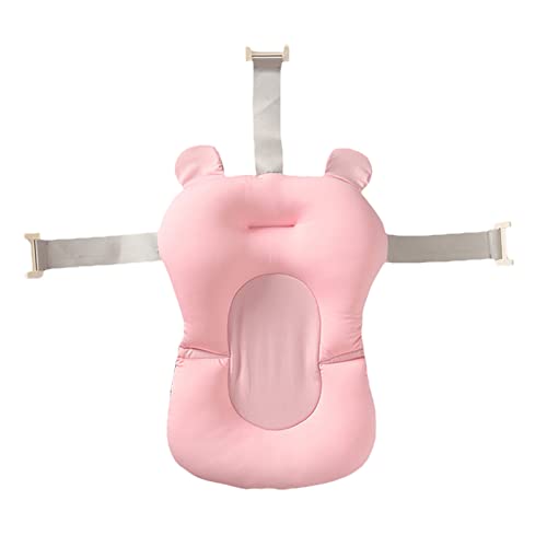 Baby Bath Cushion Pad Newborn Bathtub Mat Infant Bath Supporter Net Baby Bathtub Pillow Non-Slip Floating Bathing Tub Seat (Pink Bear, 28cm*43cm*26cm) - color: Pink Bear