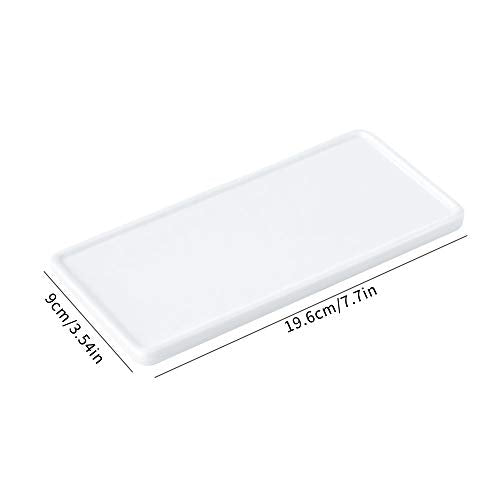 Bathroom Sink Organizer - Ceramic Kitchen Tray, Small Rectangle Candle & Jewelry Tray - White - color: White, size: 7.9" x 3.5" x 1.2"