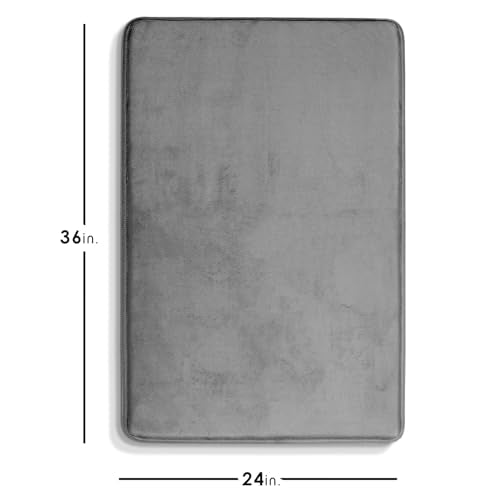 Clara Clark Bathroom Rugs Bath Mat Set, Velvet Memory Foam Bath Mats for Bathroom - Non-Slip, PVC Backing Bath Rugs, Washable Bathroom Rug Mats - Dries Quickly - 24 x 36 Grey - color: Dark Grey, style: 24 x 36