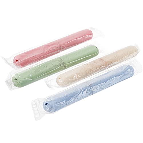 Hedume 28 Pack Travel Toothbrush Case, Portable Dust-proof Breathable Toothbrush Holder for Travel, Business, Home, Camping, School (4 Colors)