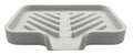 Silicone Soap Dish Tray and Sponge Holder with Drain Chute and Feet | 3-Way Sloped Design | Bathroom and Kitchen Sink Organizer Caddy (Light Grey, 5"x4", 3.5 Ounces) - color: Light Grey, size: 5"x4"