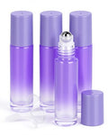 Worldgsb 4 Pack Essential Oil Roller Bottles, 10ml Refillable Glass Roller Bottles with Stainless Steel Roller Balls and Caps for Travel, Perfume and Lip Gloss Purple Gradient - color: Purple-Gradient, style: 4 Pack