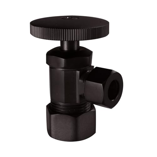 Westbrass Round Handle Angle Stop Shut Off Valve, 1/2" Copper Pipe Inlet with 3/8" Compression Outlet, Oil Rubbed Bronze, D105-12 - color: Oil Rubbed Bronze, size: 1 Pack