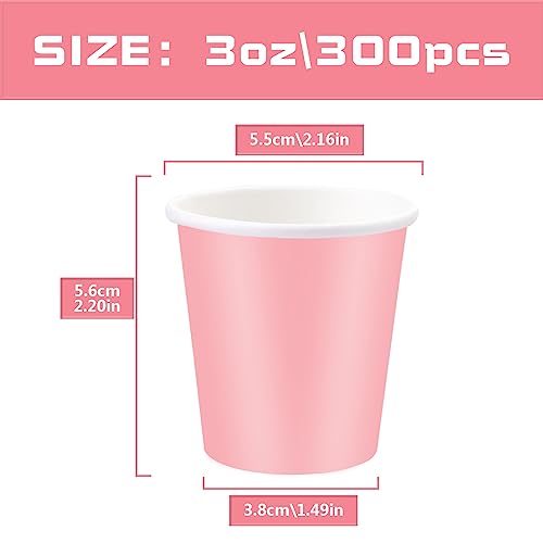 Paper Cups, 300 Pack of 3oz Pink Disposable Bathroom Cups, Ideal for Home, Travel, Party, Picnic and BBQ - color: Pink, size: 300 Count