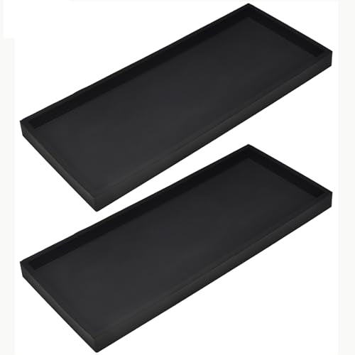 DNC Bathroom Vanity Tray for Counter, 2PC 11.8" Silicone Kitchen Sink Soap Tray for Countertop Dish Holder Dispenser Toilet Tank Desk Organizer Black - color: Black(2pc Large 11.8”), size: 11.8" x 5" x 0.7"