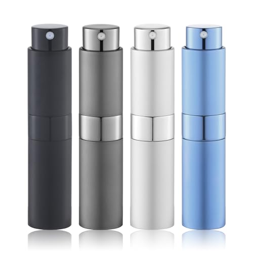Lulupack Travel Perfume Bottle Refillable - Cologne Spray Atomizer Mini - Small Travel Size Empty Sprayer for Refill Sample Container - Portable Fragrance Decant Dispenser for Women Men 8ml 4PCS Grey - color: Dark Series