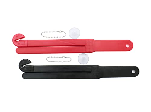 Food Bag Pouch Cutter Opener with Stainless Steel Blade and Squeezer for Kitchens - Includes EZ Hang Chain and Suction Cup for Easy Storage (1 Black - 1 Red (2pk)) - color: 1 Black - 1 Red (2pk)