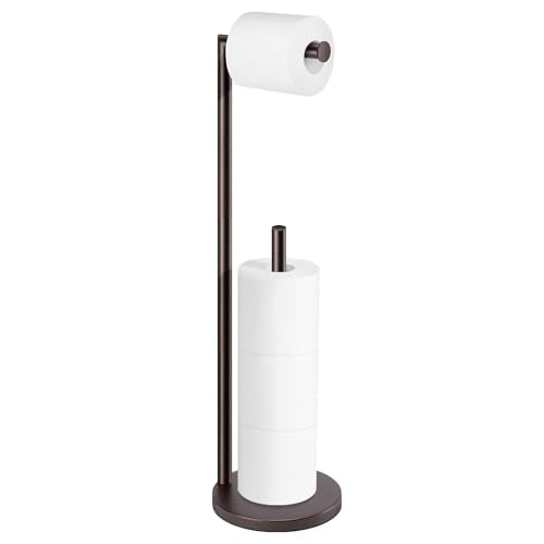 Toilet Paper Holder Stand,Toilet Paper Holder Free Standing,Bronze Toilet Stand Holder for 4 Rolls,Toilet Paper Storage by Bathth - color: Bronze