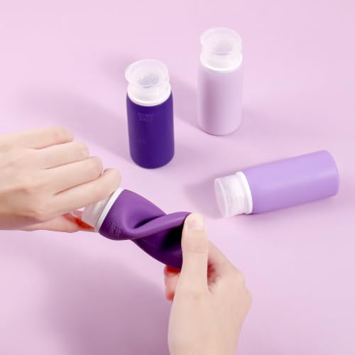 Muslish 21 Pack Travel Bottles for Toiletries, Leak-Proof TSA Compliant Silicone Travel Size Containers for Shampoo and Conditioner, BPA Free with Toiletry Bag (Purple) - color: Purple