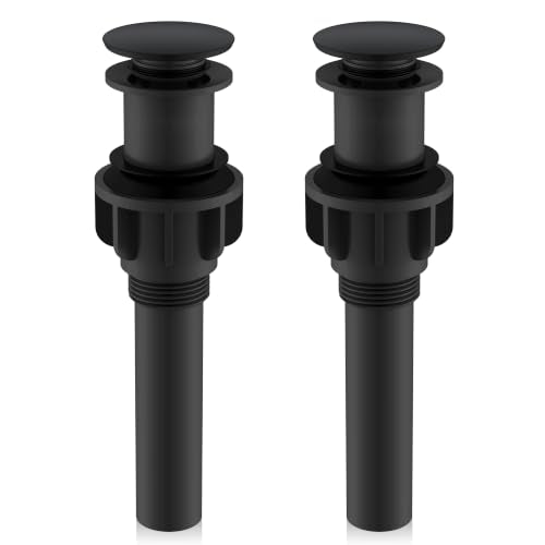 KENES 2 Pack Bathroom Vessel Sink Pop Up Drain Without Overflow Assembly, Lavatory Vanity Sink Drain Stopper, Anti-Clogging Drain Strainer, Matte Black - color: Matte Black X 2, size: Big Pop up Cap (Without Overflow)