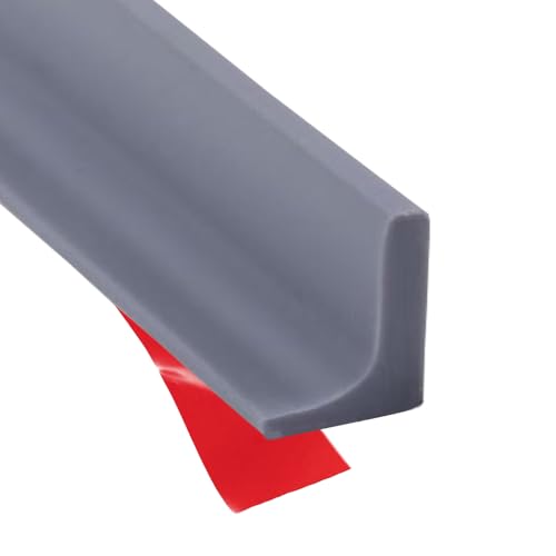 Shower Threshold Water Dam Barrier, Self Adhesive Silicone Waterproof Barrier Bathroom and Kitchen Shower Water Guard for Dry and Wet Separation Caulk Seal Strip Edge Trim (39Inch, Gray) - color: Gray, style: 39Inch