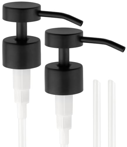 Soap Dispenser Pump | Stainless Steel Replacement | Durable, Rustproof | for Glass & Plastic Bottles with 28mm 28/400 Thread - 2 Pack (Black) - color: Black