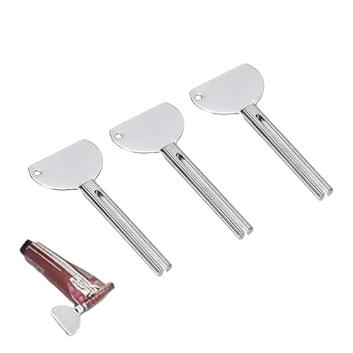 3Pcs Silver Stainless Steels Metal Tube Squeezer Keys Salon Toothpaste Tube Squeezers Toothpaste Roller, Rolling Toothpaste Squeezer, Bathroom Safety, Aids and Accessories