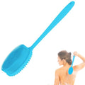 MateeyLife Silicone Body Scrubber Exfoliator with Handle, Gentle Back Scrubber, Shower Brush for Body, Bath Back Brush - color: Blue